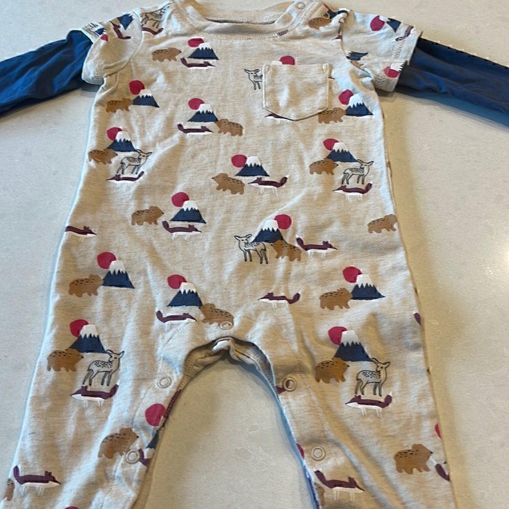 Tea collection baby 6/9 months long sleeve Onesie, fox,bear, fawn, mountain.